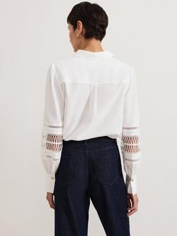 Phase Eight Emmelina Broderie Sleeve Shirt, White - view 2, White