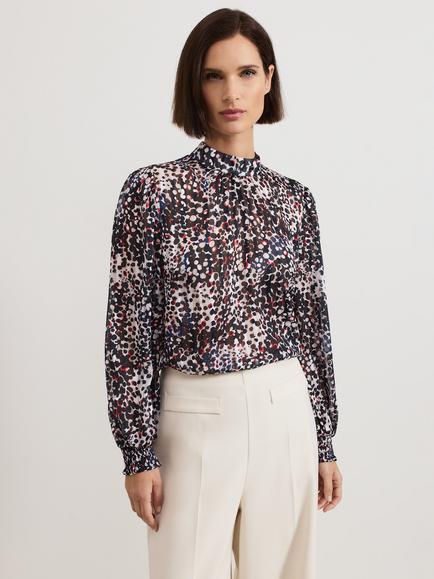 Phase Eight Ingrid Abstract Print Blouse, Navy/Multi, Navy/Multi