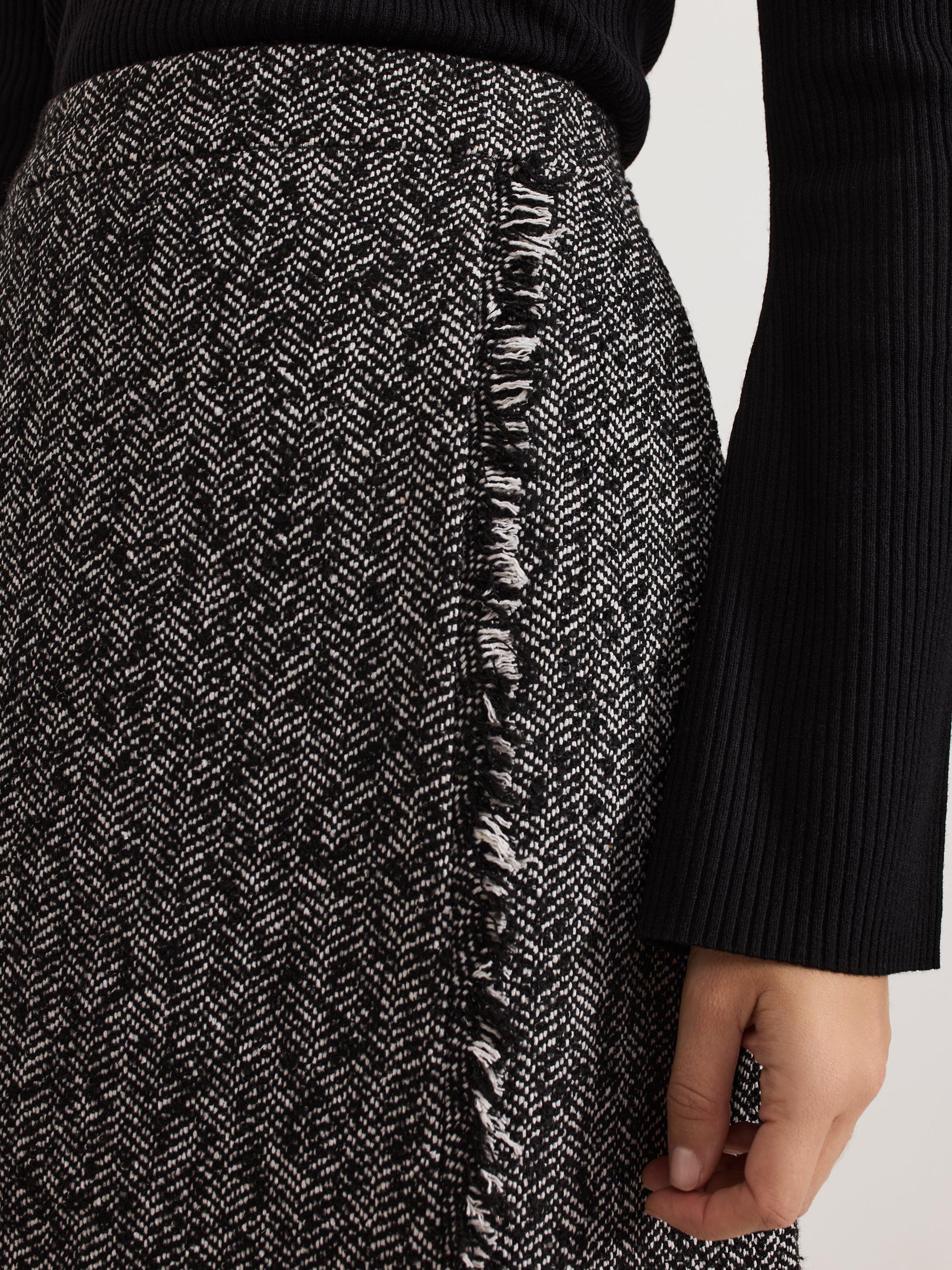 Product image 7 of 9, which shows Phase Eight Ayame Tweed Skirt, Black, 8