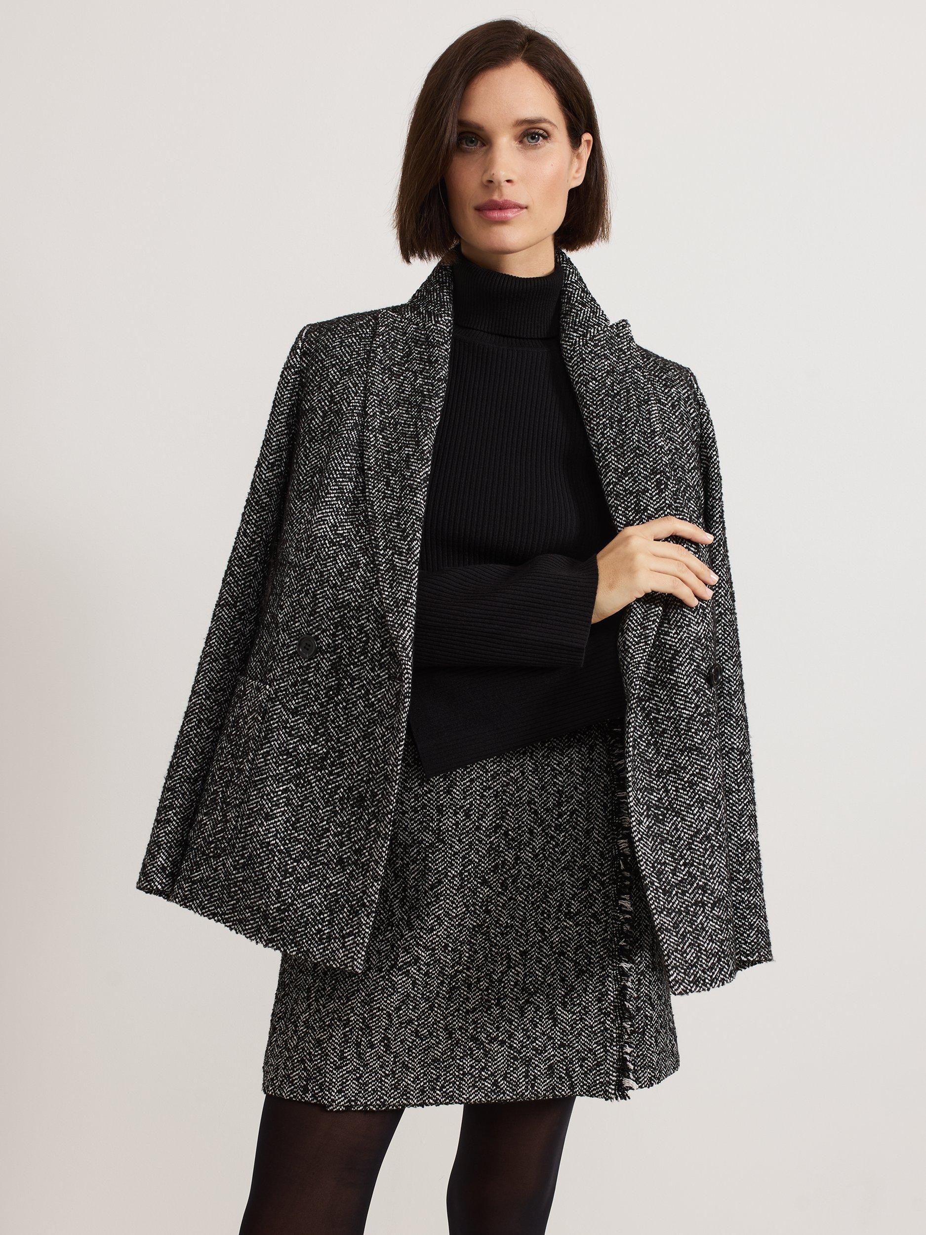 Product image 8 of 9, which shows Phase Eight Ayame Tweed Skirt, Black, 8