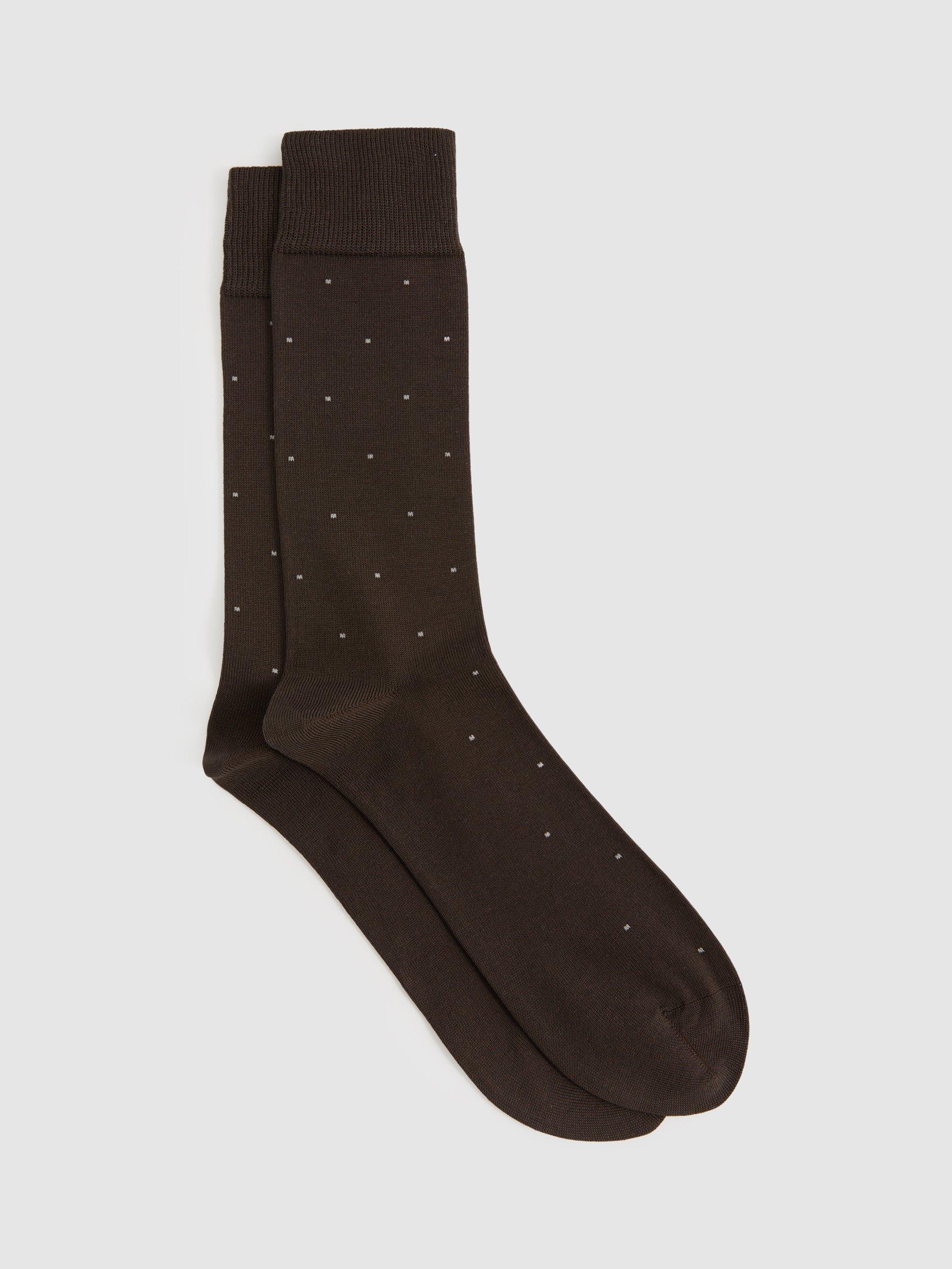 Reiss Mario Spot Socks, Chocolate
