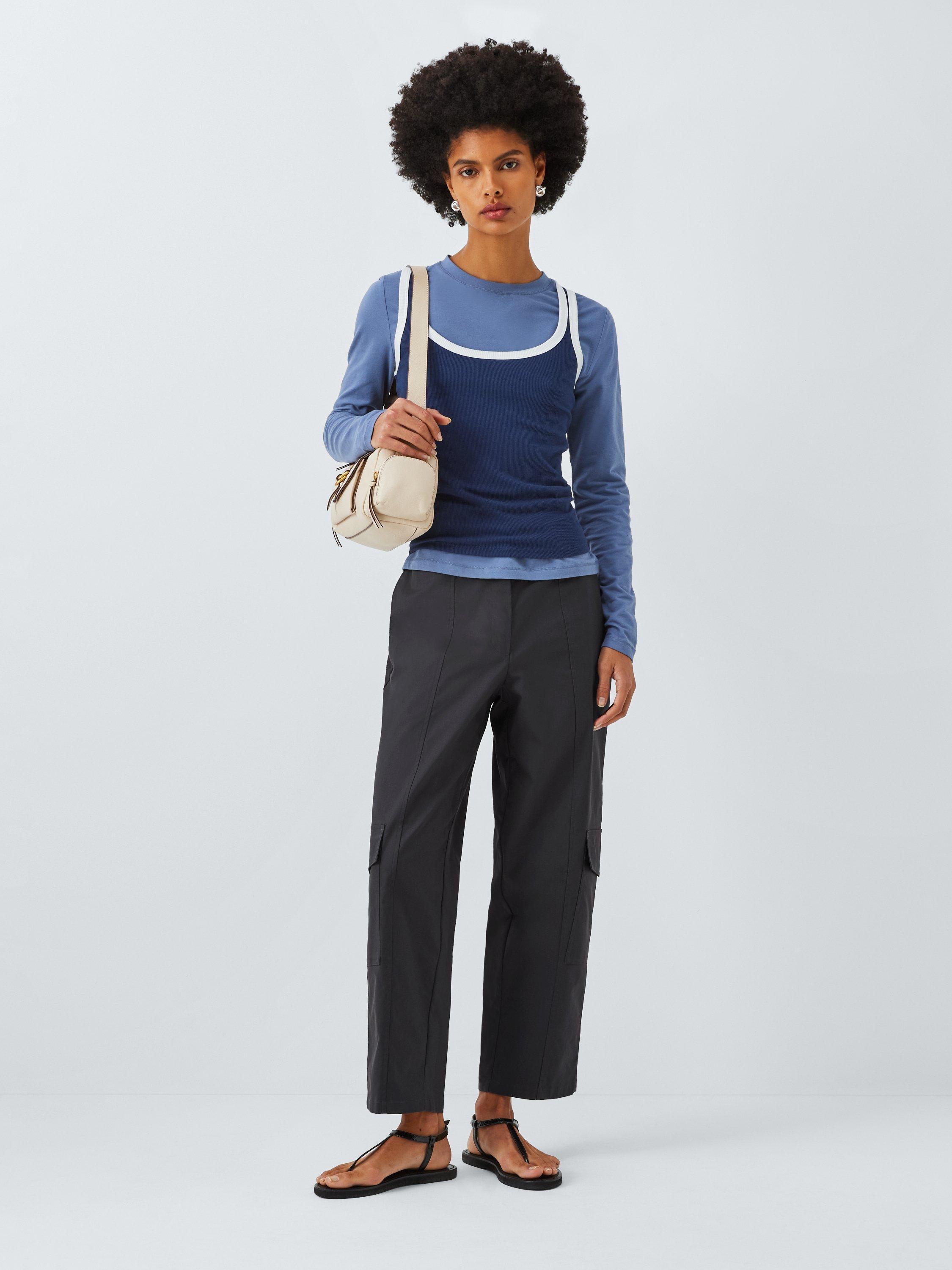 Product image 4 of 6, which shows John Lewis ANYDAY Soft Cargo Trousers, Charcoal, 6