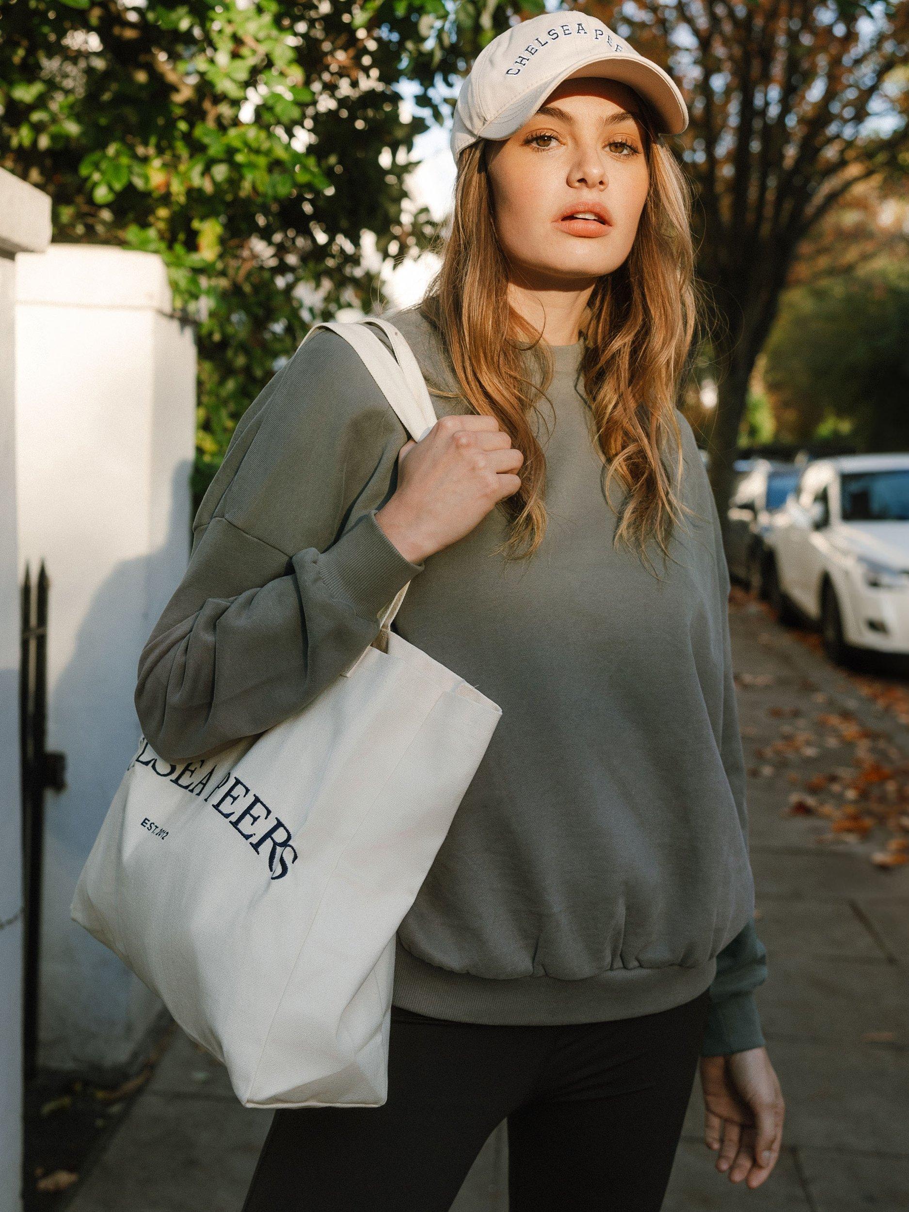 Product image 2 of 4, which shows Chelsea Peers Embroidered Back Organic Cotton Rich Sweatshirt, Green, 18