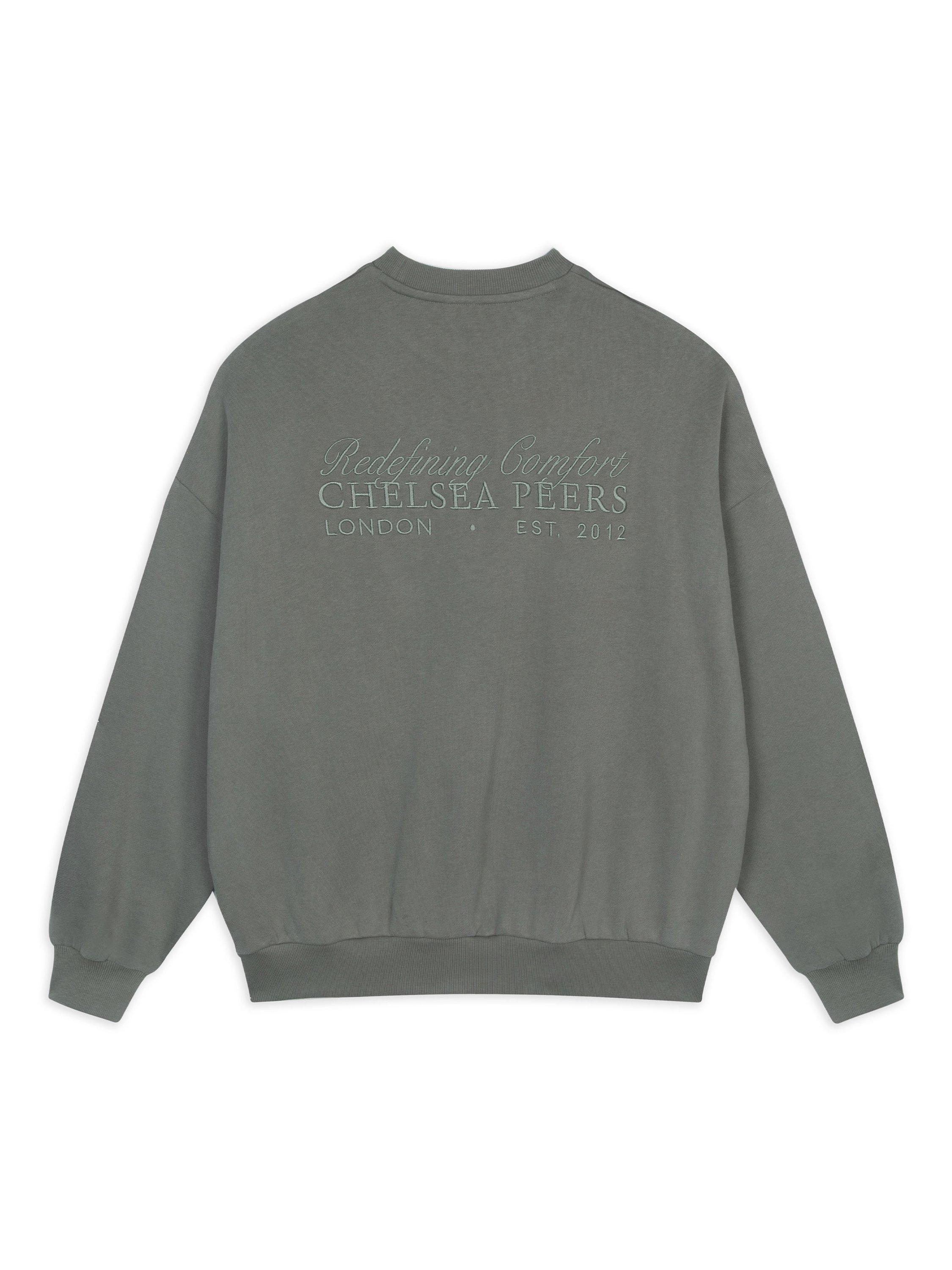 Product image 4 of 4, which shows Chelsea Peers Embroidered Back Organic Cotton Rich Sweatshirt, Green, 18