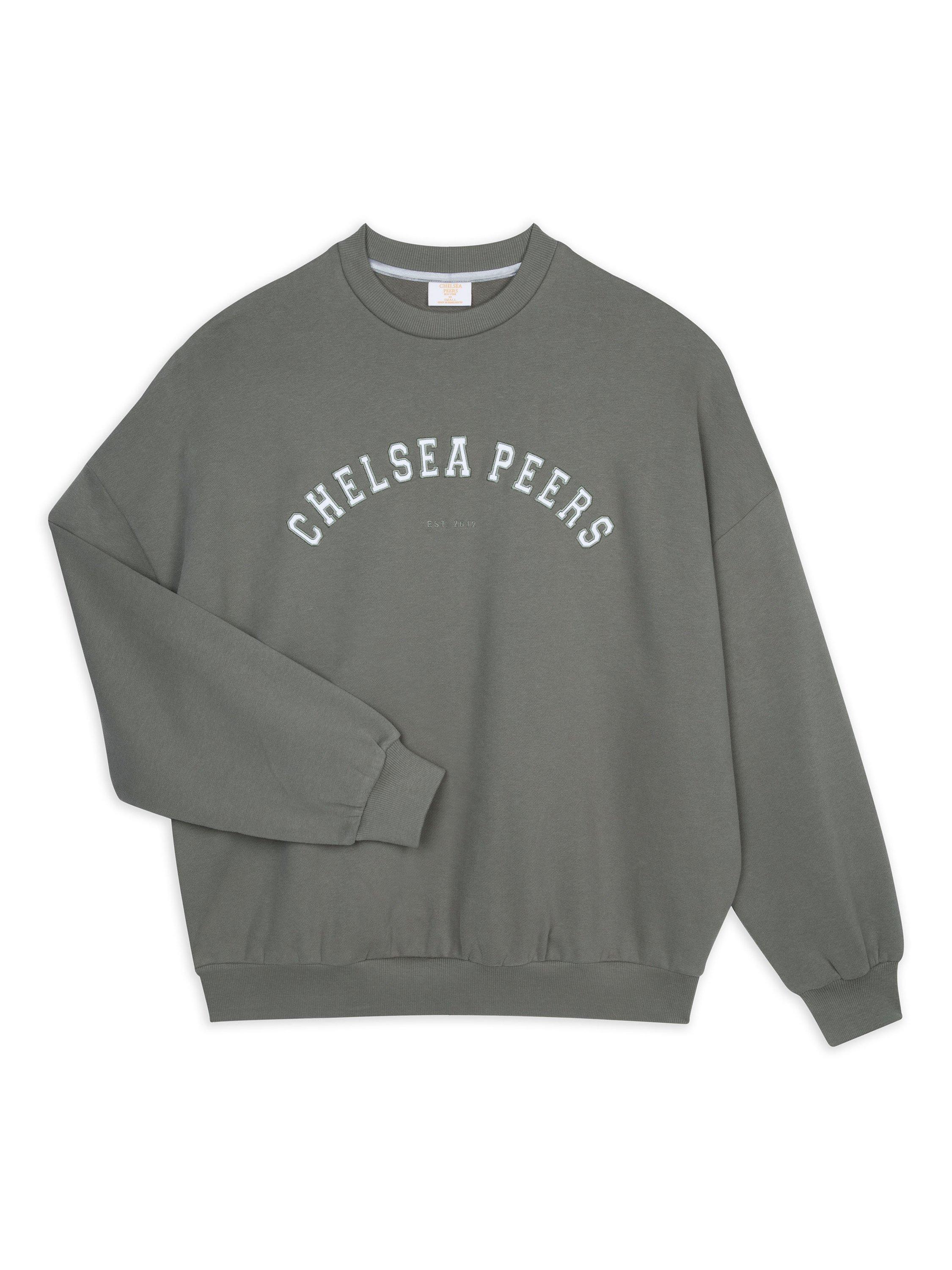 Product image 2 of 3, which shows Chelsea Peers Varsity Organic Cotton Rich Sweatshirt, Green, 6