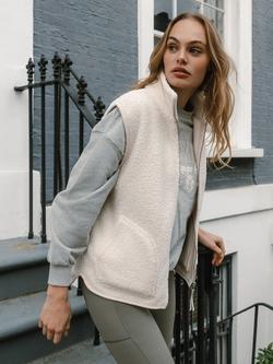 Chelsea Peers Borg Fleece Reversible Gilet, Off White, Off White