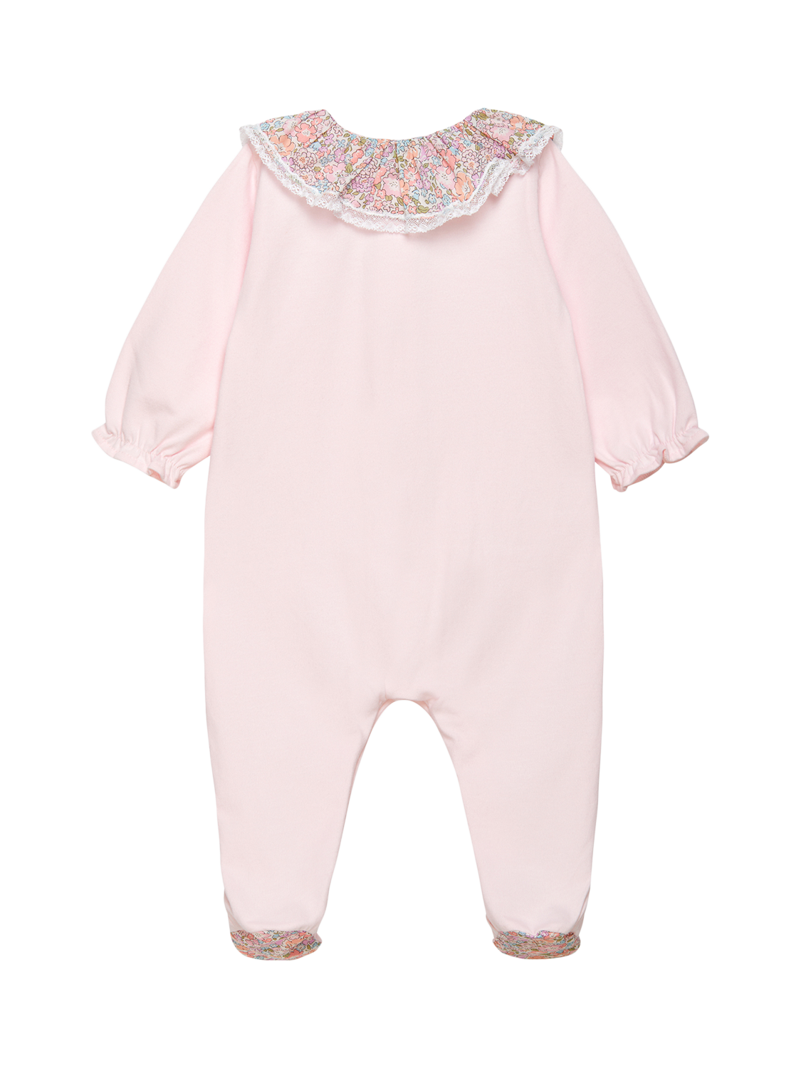 Product image 2 of 3, which shows Trotters Baby Michelle Print Sleepsuit, Pink/Multi, Newborn