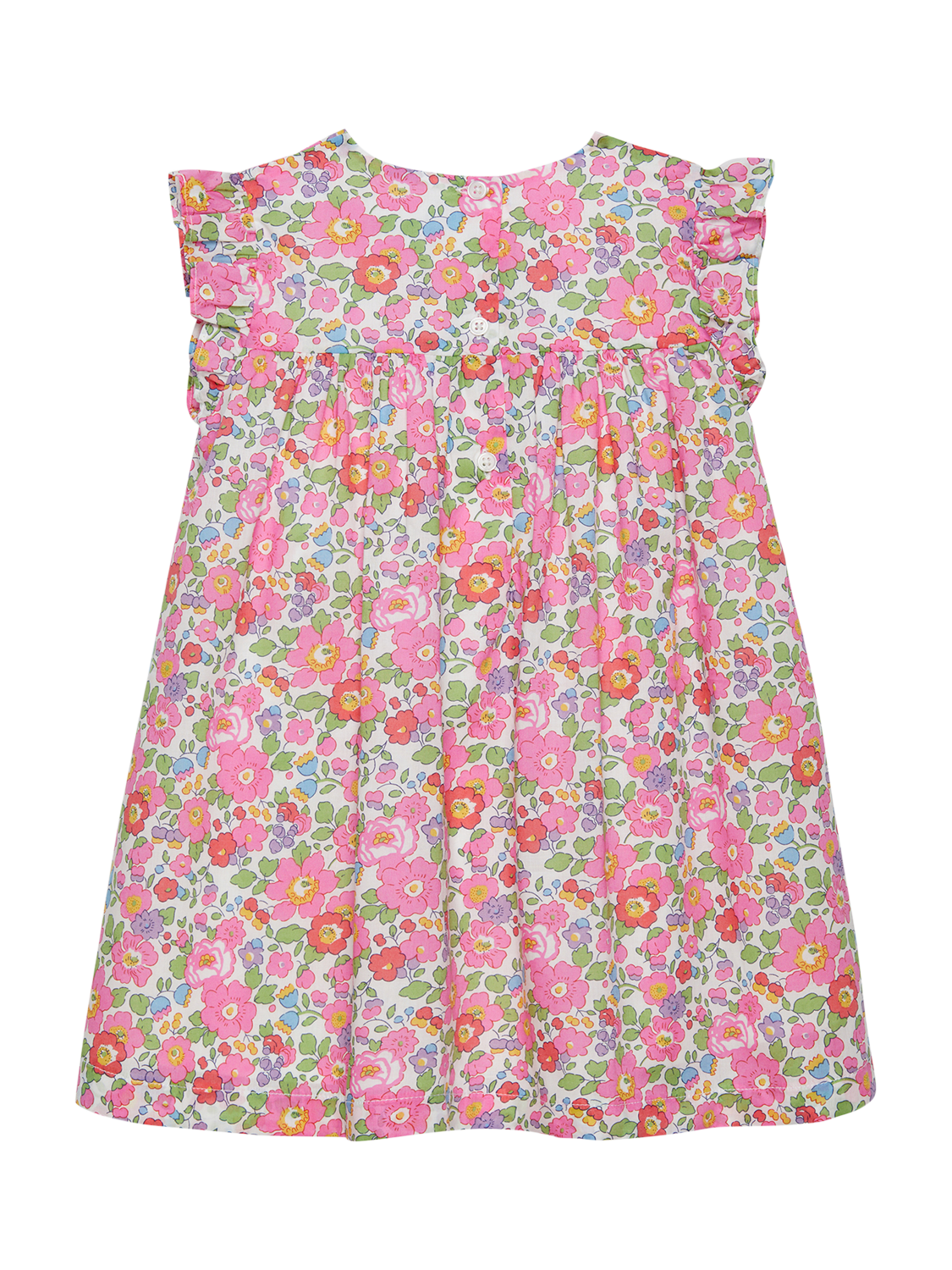 Product image 2 of 3, which shows Trotters Baby Betsy Cotton Ruffle Dress, Pink/Multi, 3-6 months