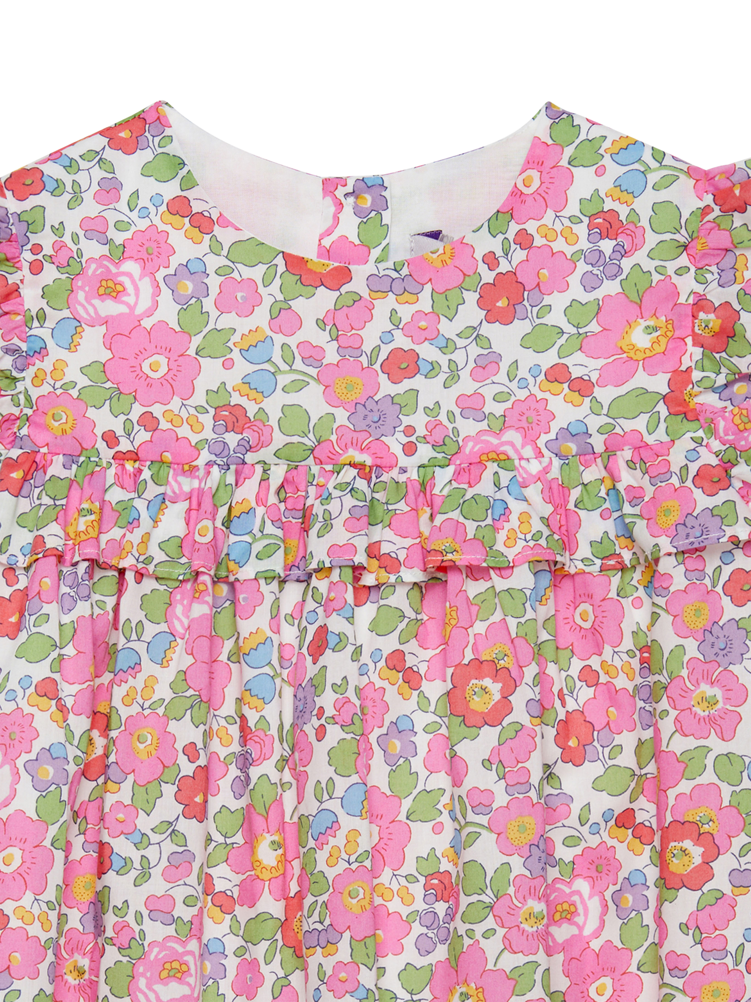 Product image 3 of 3, which shows Trotters Baby Betsy Cotton Ruffle Dress, Pink/Multi, 3-6 months
