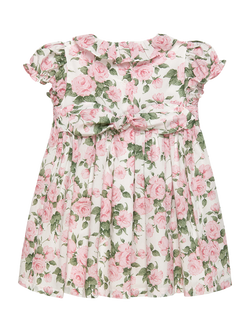 Trotters Baby Carline Cotton Rose Print Smocked Dress, Pink/Multi - view 2, Pink/Multi