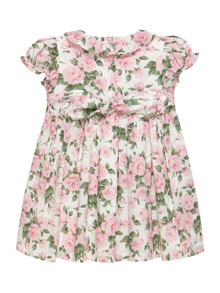 Trotters Baby Carline Cotton Rose Print Smocked Dress, Pink/Multi - view 2, Pink/Multi