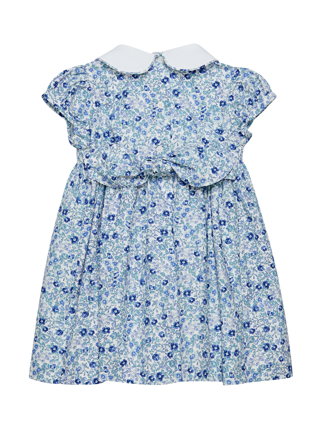 Product image 2 of 3, which shows Trotters Baby Catherine Smocked Cotton Dress, Blue/Multi, 3-6 months
