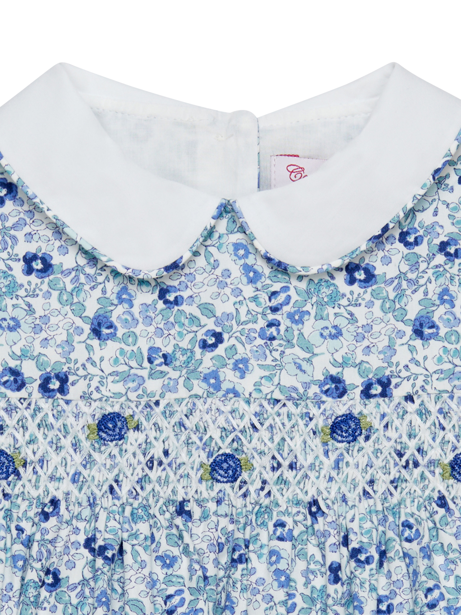 Product image 3 of 3, which shows Trotters Baby Catherine Smocked Cotton Dress, Blue/Multi, 3-6 months