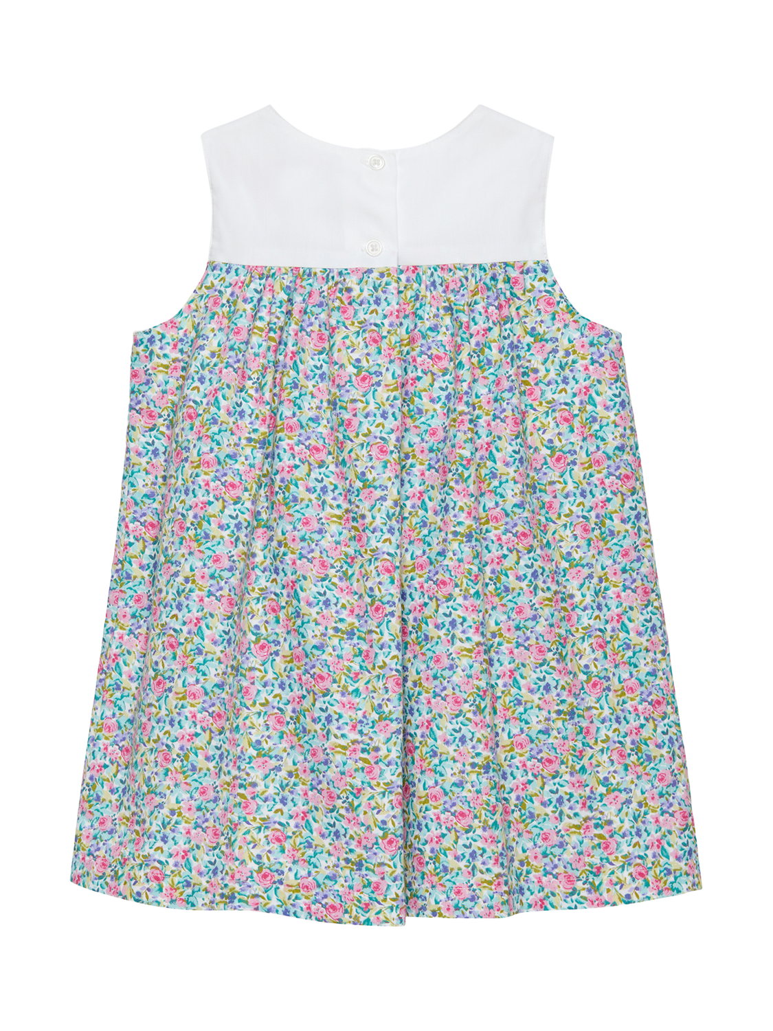 Product image 2 of 3, which shows Trotters Baby Lillian Duck Cotton Floral A-Line Dress, Multi, 3-6 months
