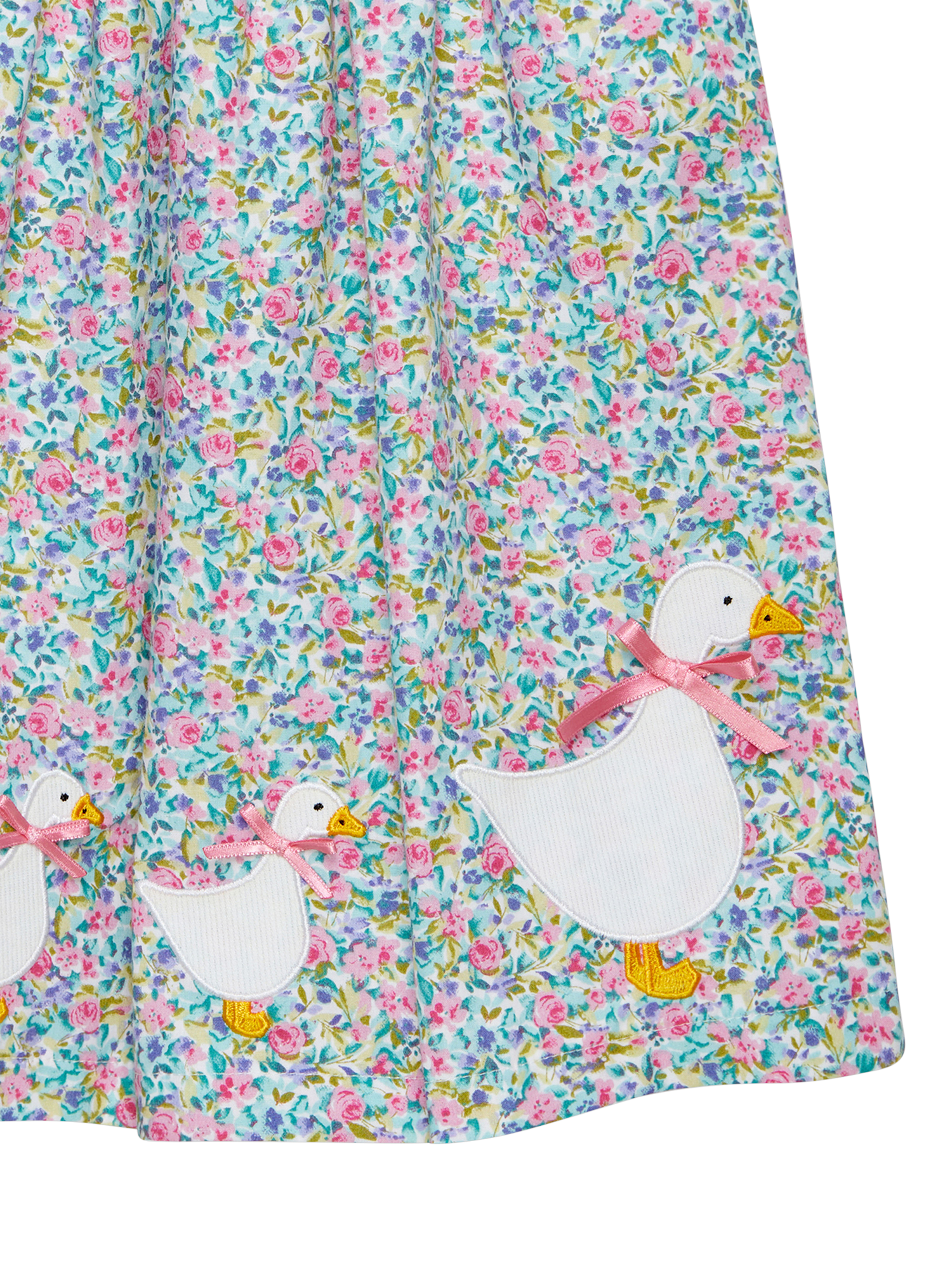 Product image 3 of 3, which shows Trotters Baby Lillian Duck Cotton Floral A-Line Dress, Multi, 3-6 months