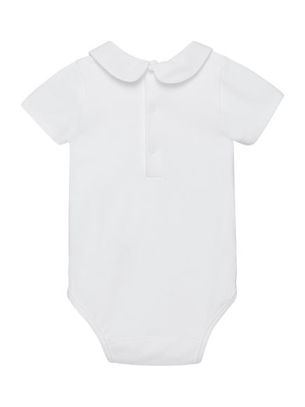 Trotters Baby Duck and Bunny Embroidered Short Sleeve Bodysuit, White - view 2, White