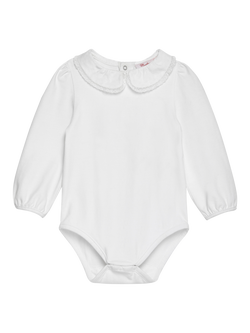 Trotters Baby Evelyn Cotton Trim Bodysuit, White, White