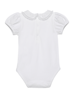 Trotters Baby Evelyn Cotton Trim Bodysuit, White, White
