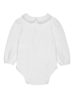 Trotters Baby Evelyn Cotton Trim Bodysuit, White - view 2, White