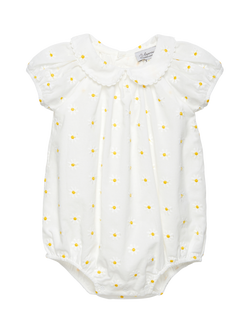 Trotters Baby Daisy Romper, White/Yellow, White/Yellow