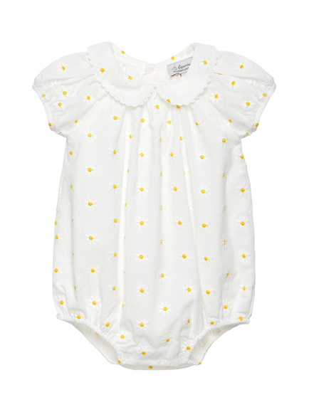 Trotters Baby Daisy Romper, White/Yellow, White/Yellow