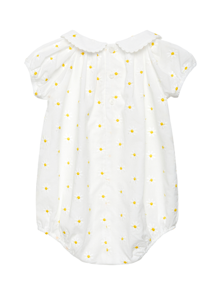 Trotters Baby Daisy Romper, White/Yellow - view 2, White/Yellow