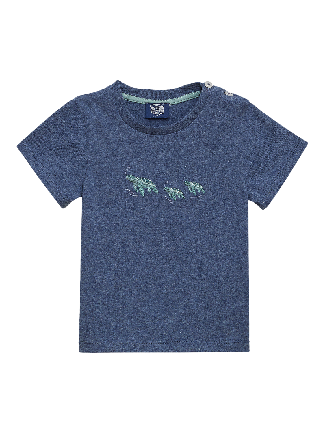 Product image 1 of 3, which shows Trotters Baby Turtle T-Shirt, Blue/Multi, 3-6 months