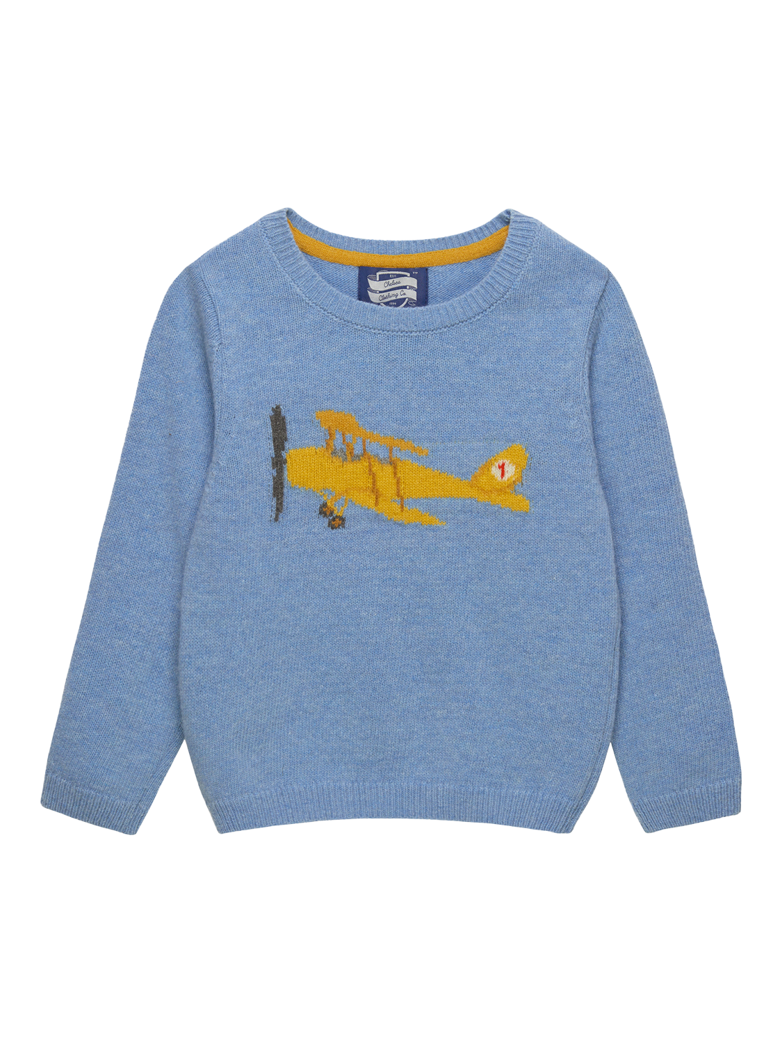 Product image 1 of 3, which shows Trotters Kids' Bi-plane Jumper, Pale Blue/Multi, 2-3 years