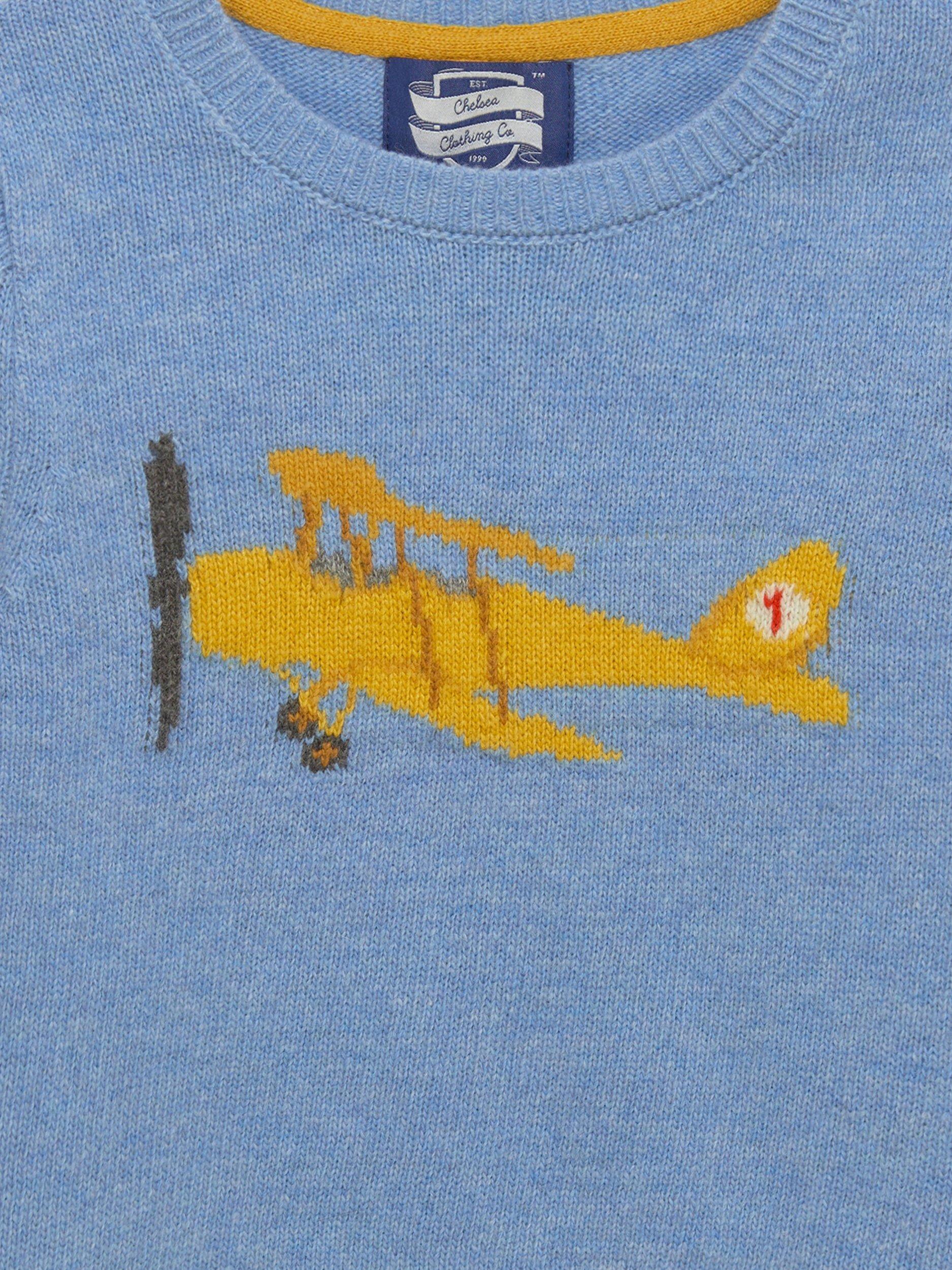 Product image 3 of 3, which shows Trotters Kids' Bi-plane Jumper, Pale Blue/Multi, 2-3 years