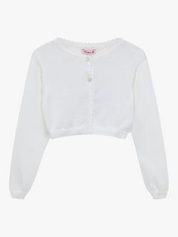 Trotters Kids' Sophie Cropped Cardigan, White, White