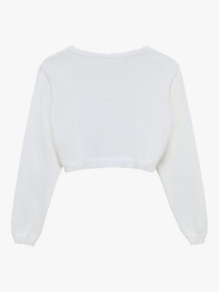 Trotters Kids' Sophie Cropped Cardigan, White - view 2, White