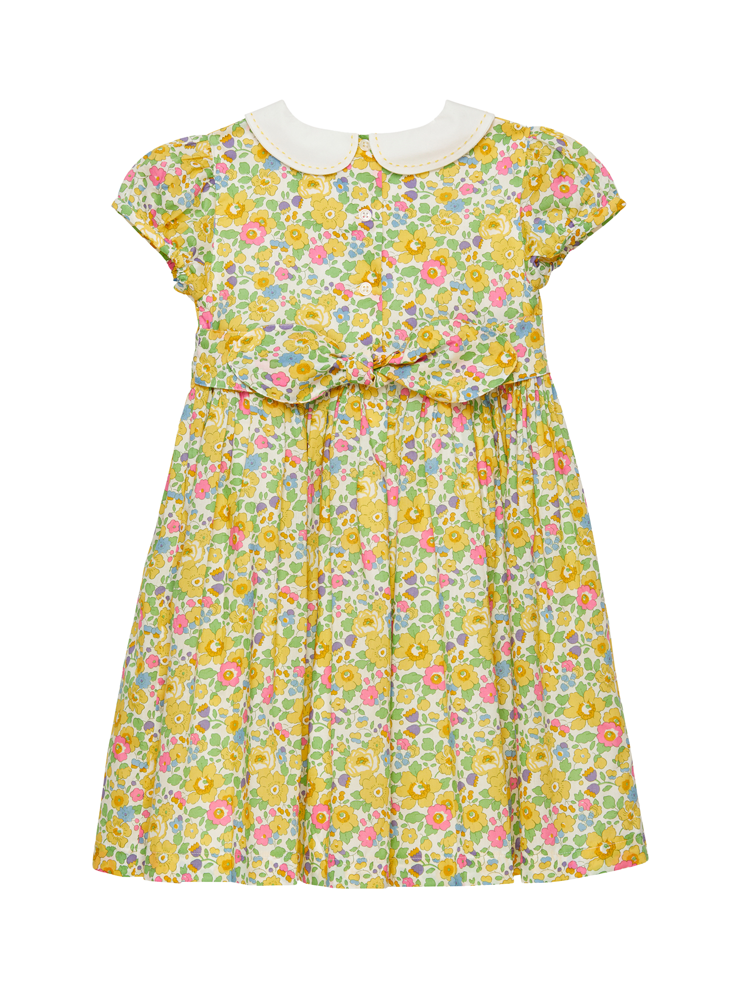 Product image 2 of 3, which shows Trotters Kids' Betsy Cotton Dress, Yellow/Multi, 2 years