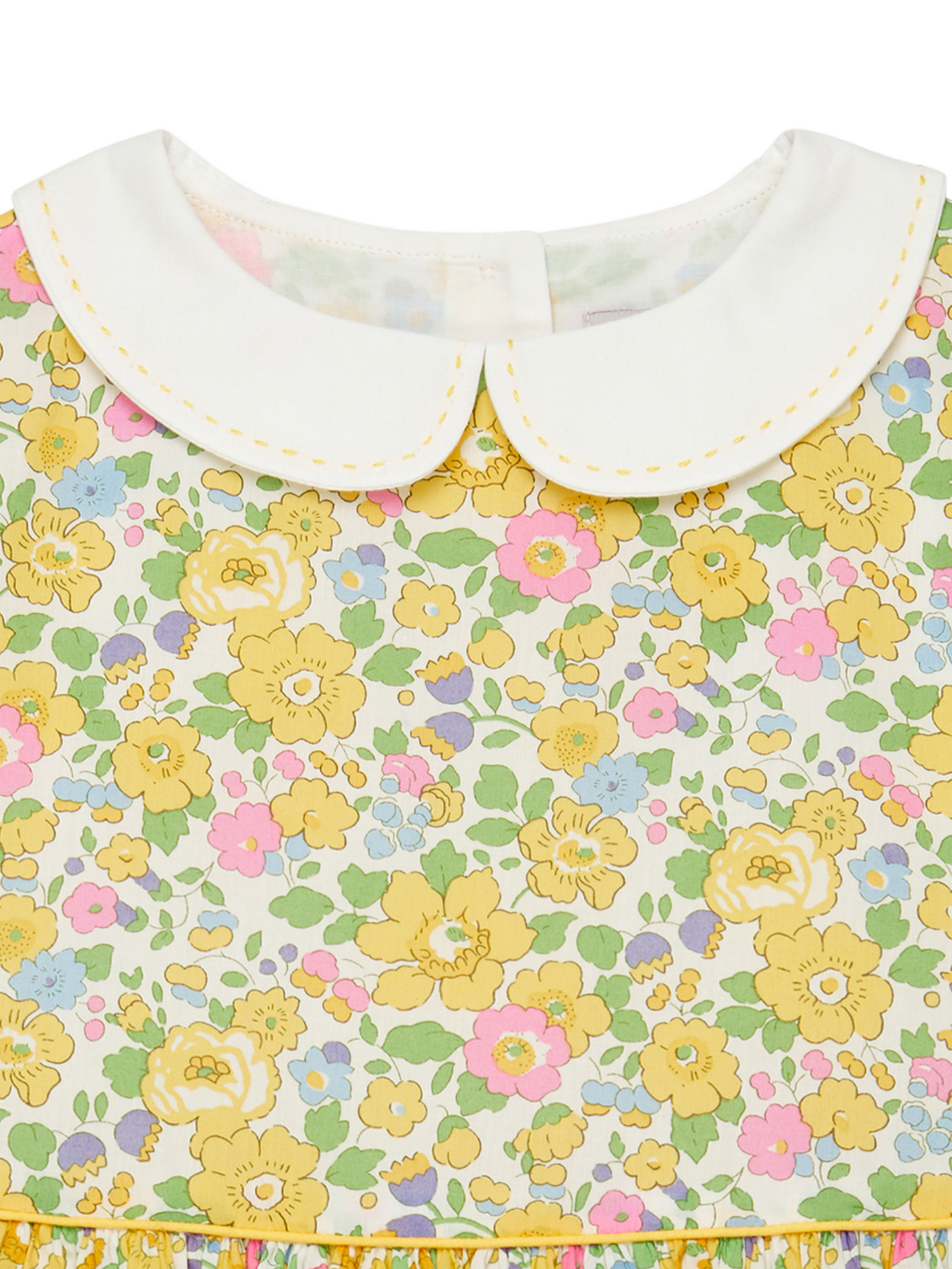 Product image 3 of 3, which shows Trotters Kids' Betsy Cotton Dress, Yellow/Multi, 2 years
