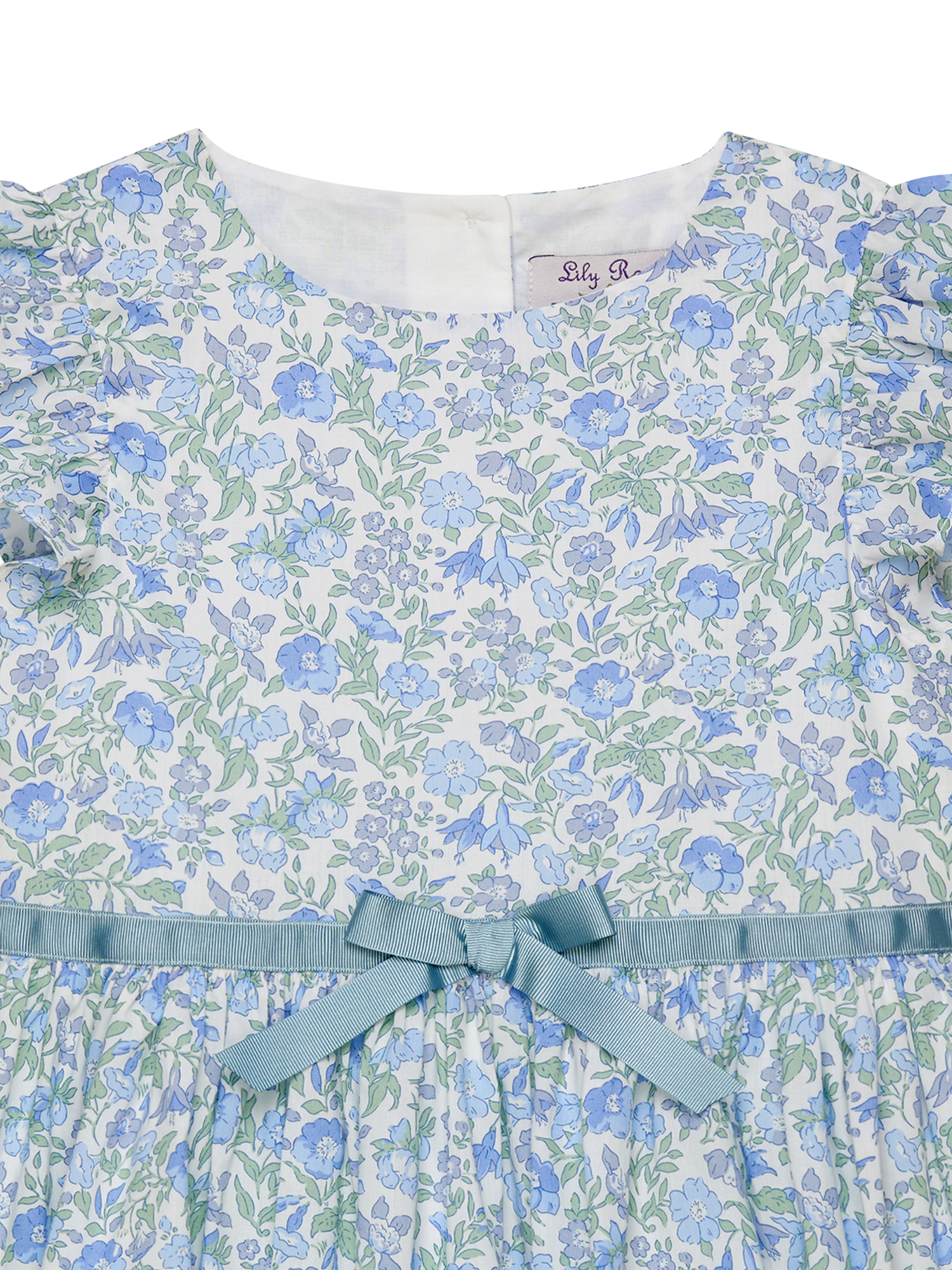 Product image 3 of 3, which shows Trotters Kids' Bluebell Cotton Mamie Print Dress, Blue/Multi, 2 years