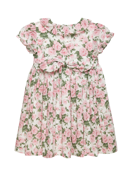 Trotters Kids' Carline Cotton Rose Print Smocked Dress, Pink/Multi - view 2, Pink/Multi