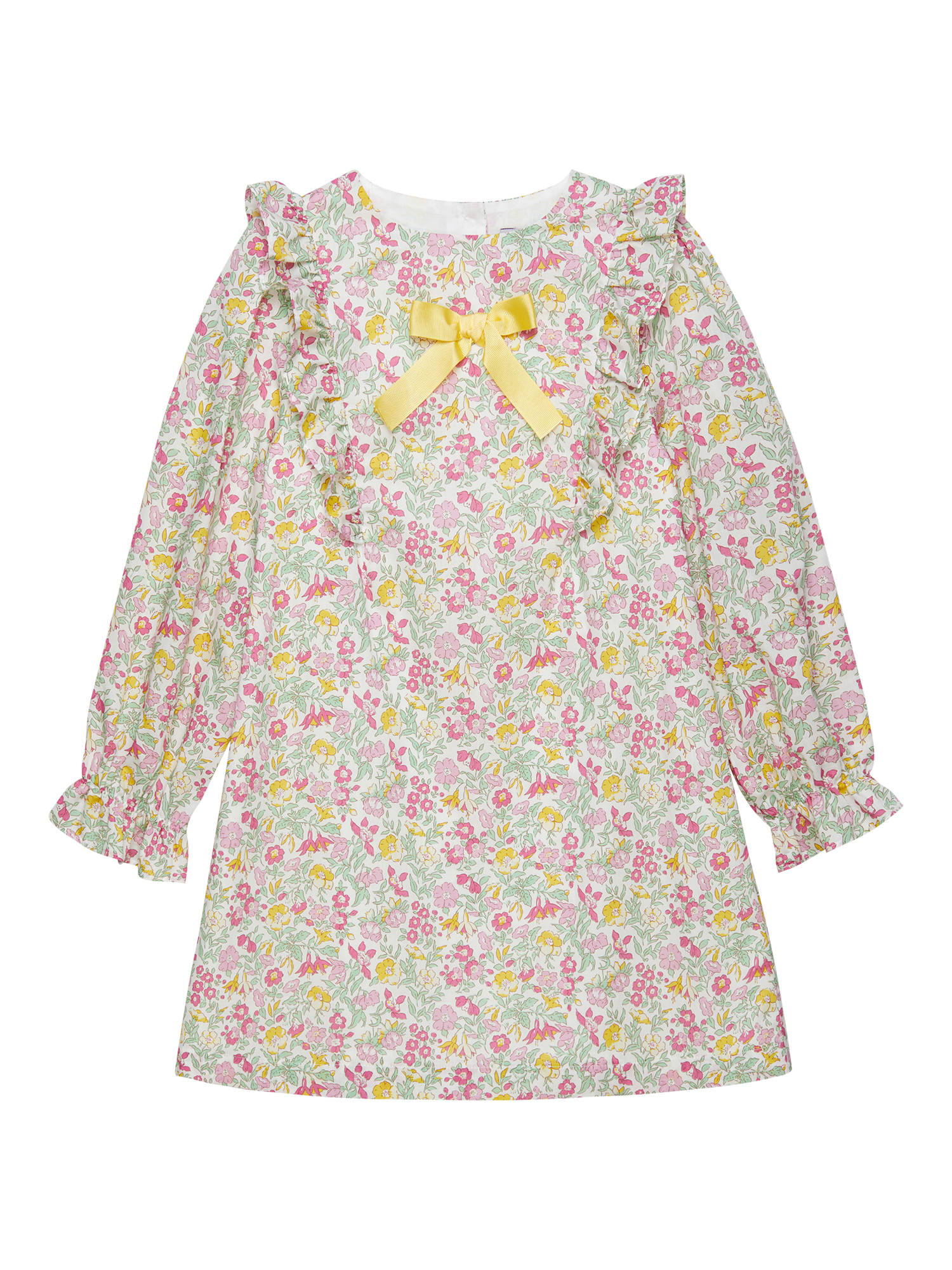 Product image 1 of 3, which shows Trotters Kids' Ciara Cotton Ruffle Dress, Multi, 2 years