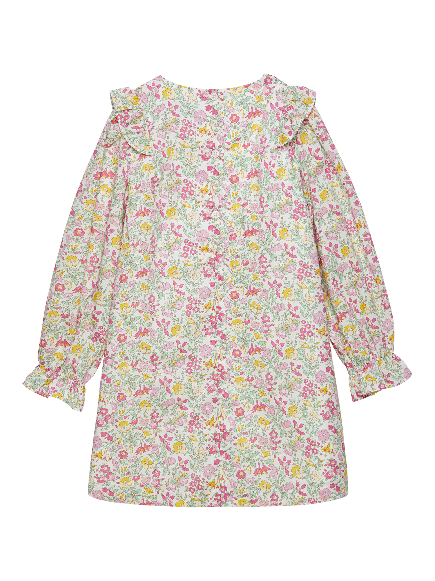 Product image 2 of 3, which shows Trotters Kids' Ciara Cotton Ruffle Dress, Multi, 2 years