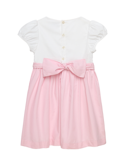 Trotters Kids' Cotton Rosebud Hand-Smocked Dress, Pink - view 2, Pink