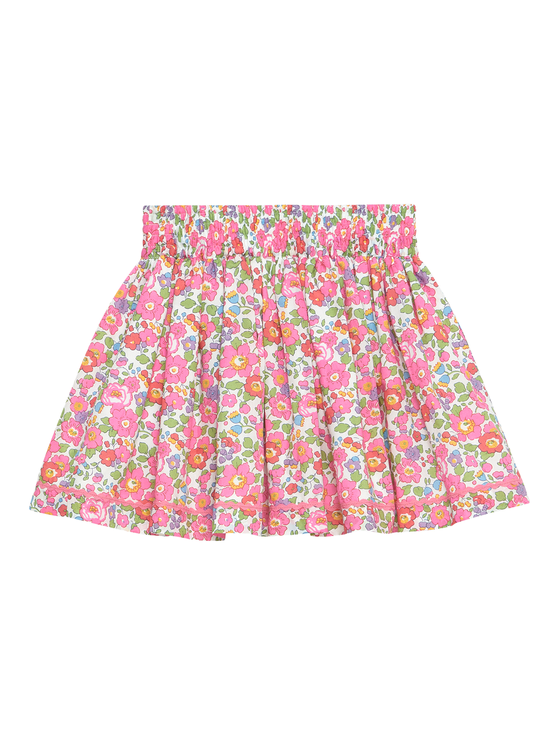 Product image 2 of 3, which shows Trotters Kids' Betsy Bow Cotton Skirt, Pink/Multi, 2-3 years