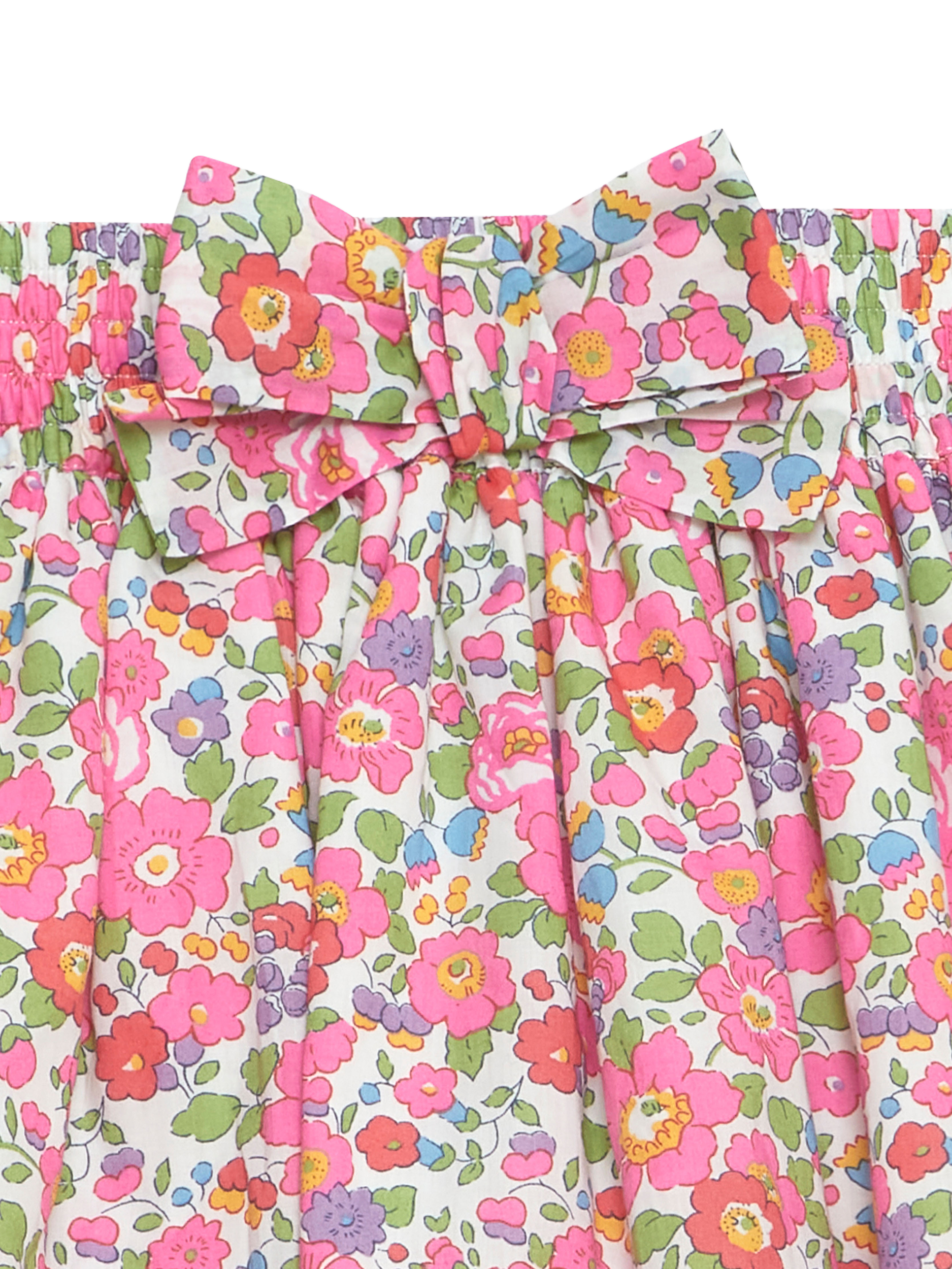 Product image 3 of 3, which shows Trotters Kids' Betsy Bow Cotton Skirt, Pink/Multi, 2-3 years