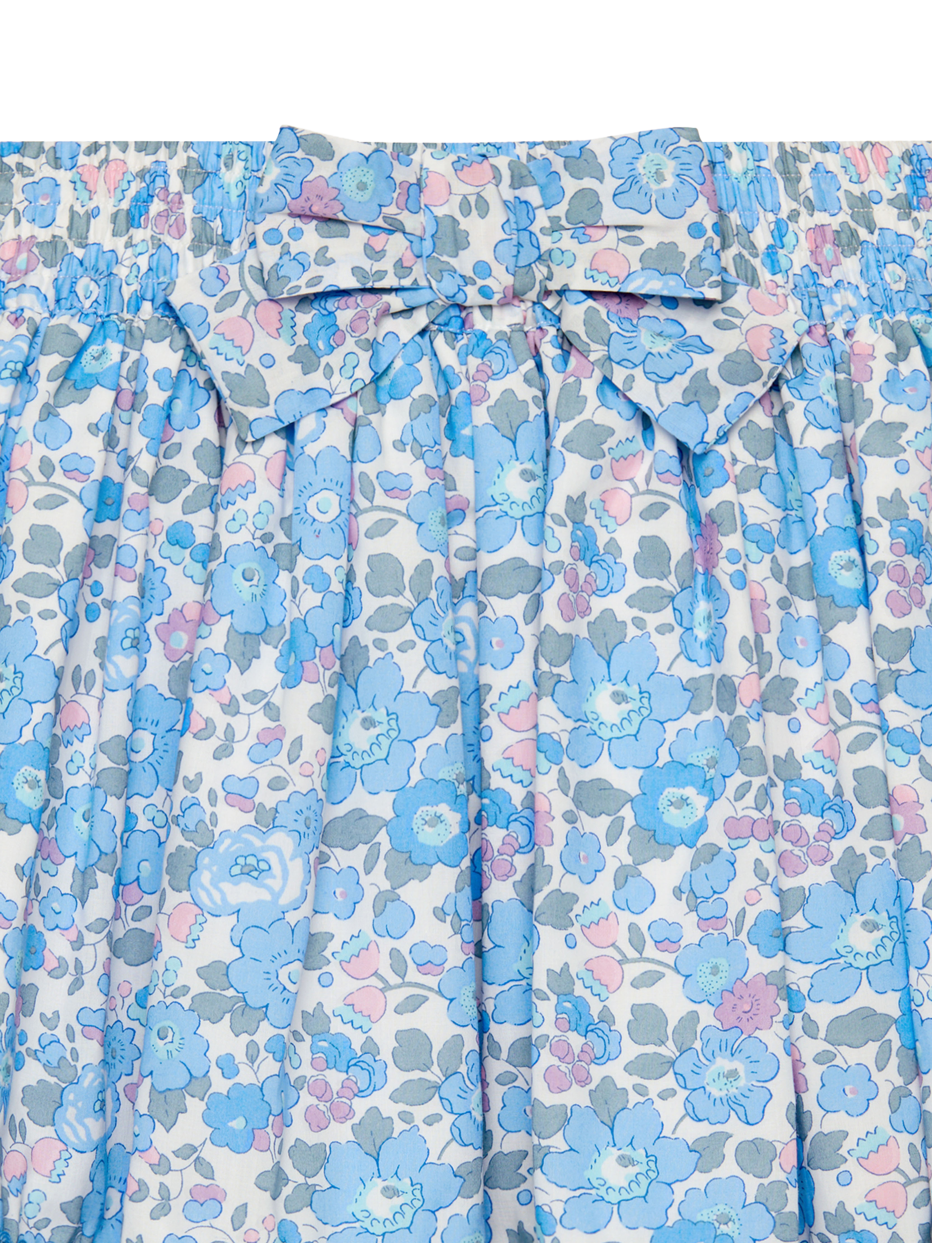 Product image 3 of 3, which shows Trotters Kids' Betsy Bow Cotton Skirt, Blue/Multi, 2-3 years