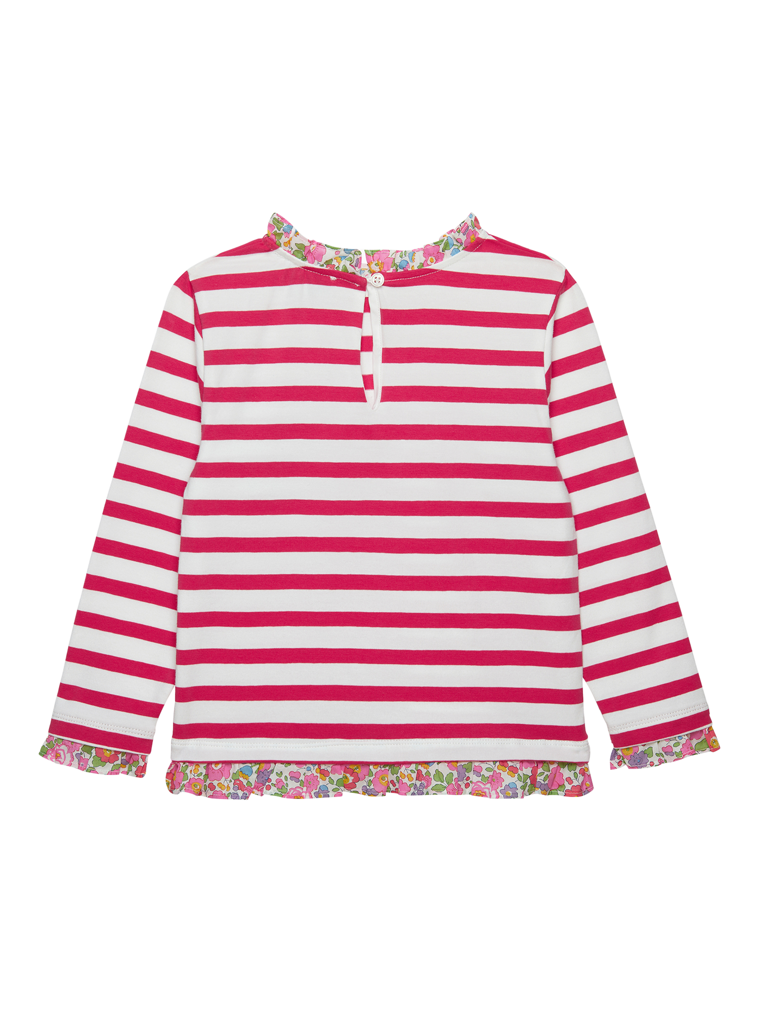 Product image 2 of 3, which shows Trotters Kids' Breton Striped Top, Pink/Multi, 2-3 years