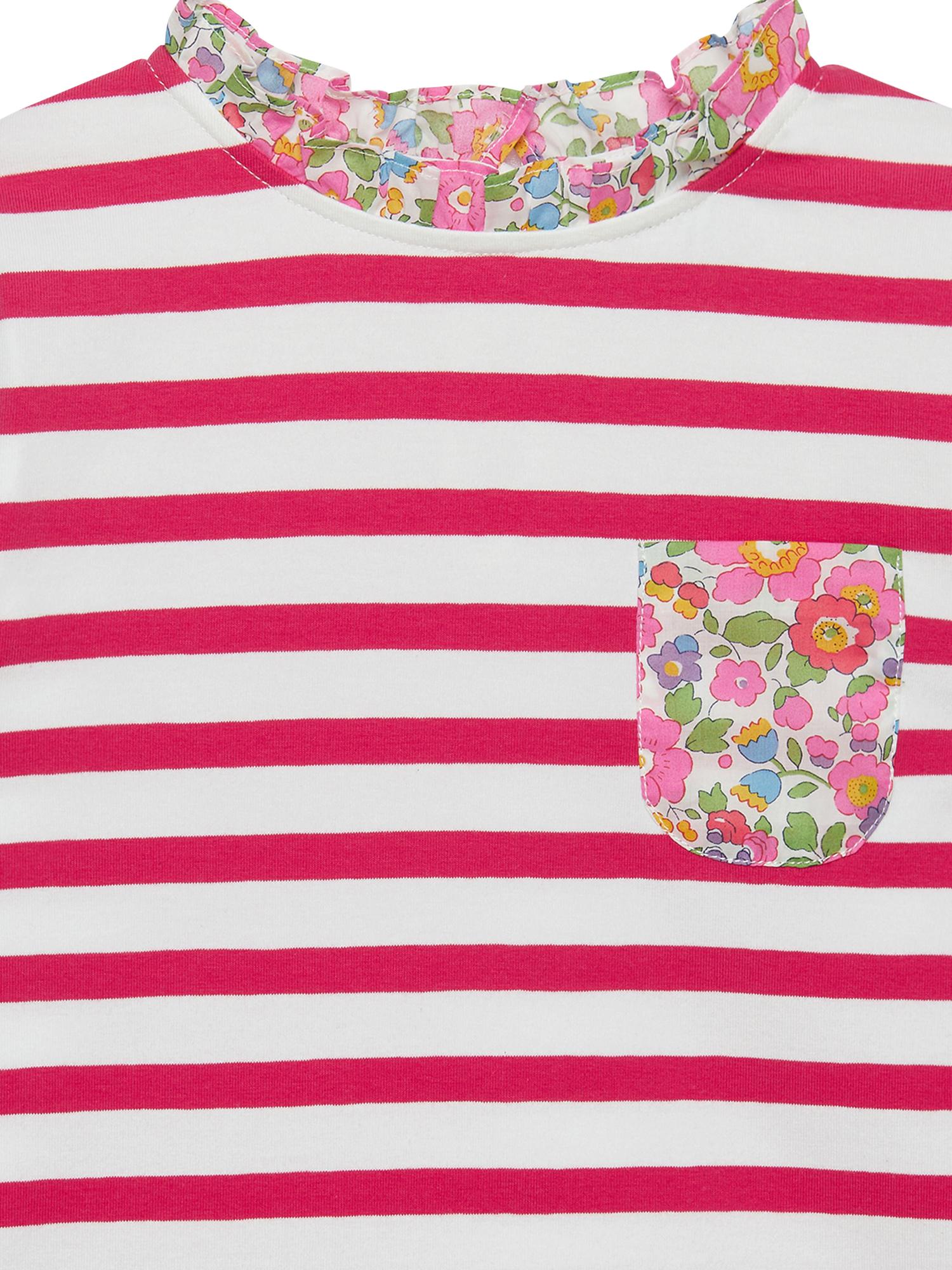 Product image 3 of 3, which shows Trotters Kids' Breton Striped Top, Pink/Multi, 2-3 years