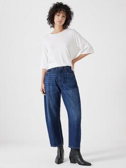 HUSH Stripe Barrel Leg Jeans, Dark Blue Wash - view 2, Dark Blue Wash