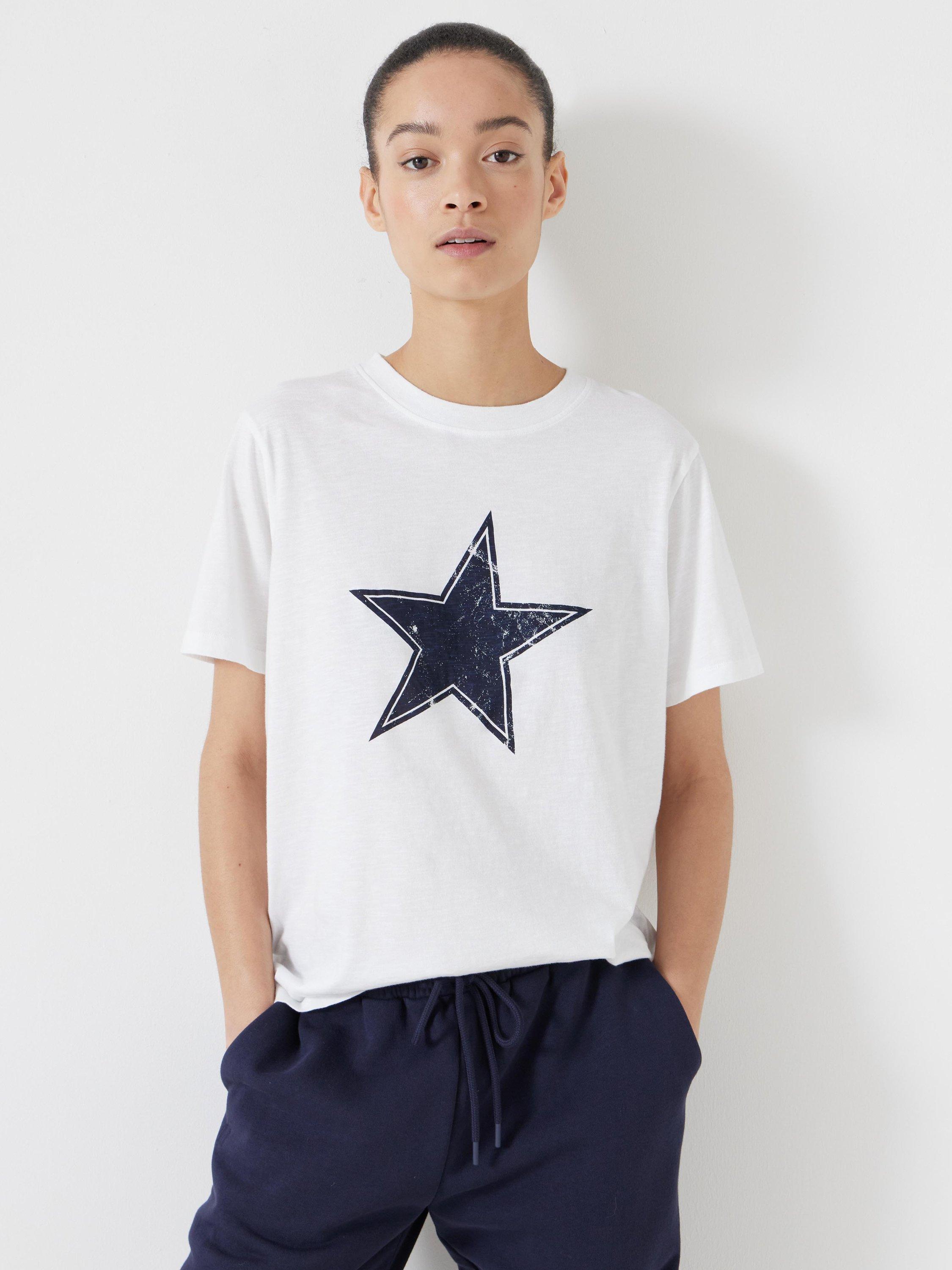 Product image 1 of 3, which shows HUSH Star Slub T-Shirt, White, XXS