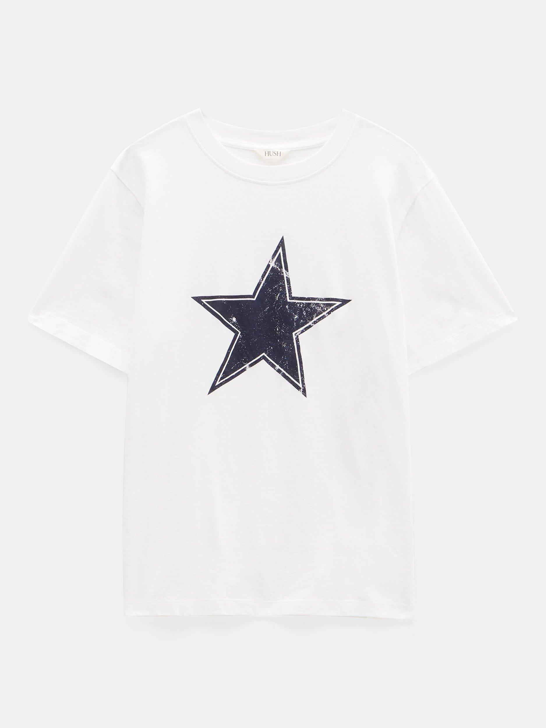 Product image 3 of 3, which shows HUSH Star Slub T-Shirt, White, XXS