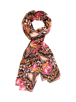 chesca Mosaic Floral Scarf, Orange/Fuchsia