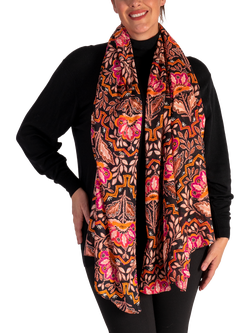 chesca Mosaic Floral Scarf - view 2, Orange/Fuchsia