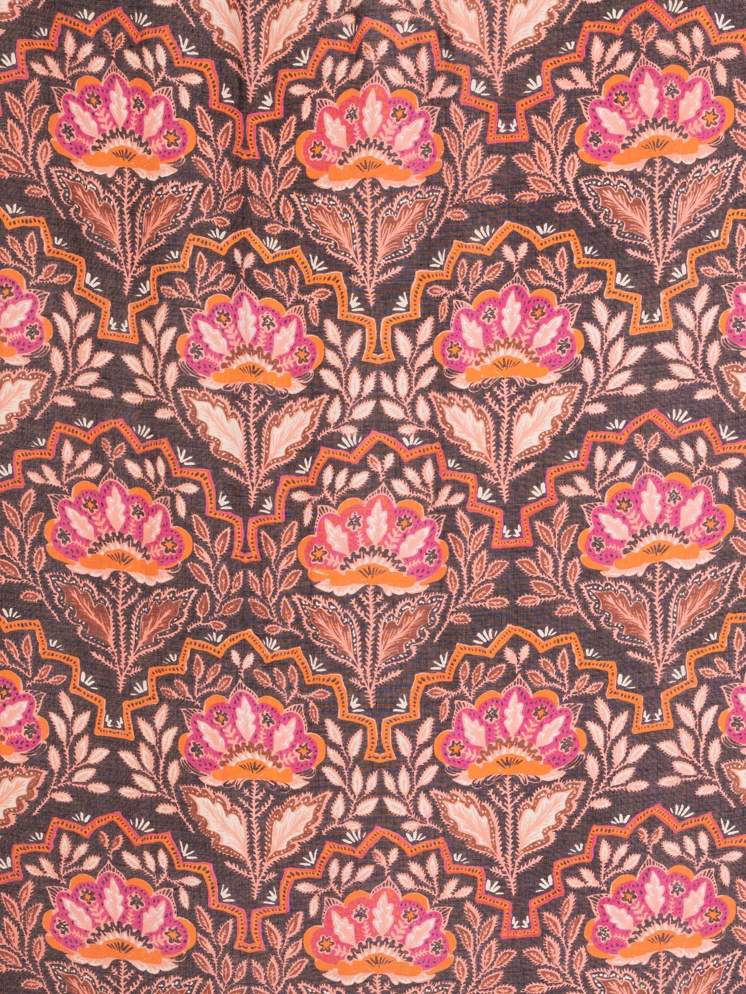 Product image 4 of 5, which shows chesca Mosaic Floral Scarf, Orange/Fuchsia
