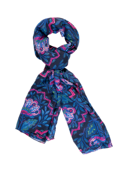 chesca Mosaic Floral Scarf, Navy/Pink